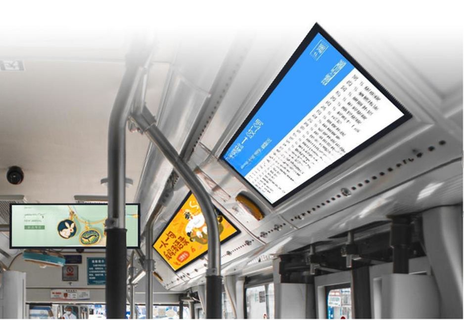 Vehicle Ultra Wide 36.6'' 37'' 28'' Bus LCD Advertising Player Wired LAN WIFI 4G