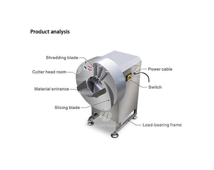 Cafeteria 0.75KW Vegetable Processing Machine Ginger Slicing Equipment
