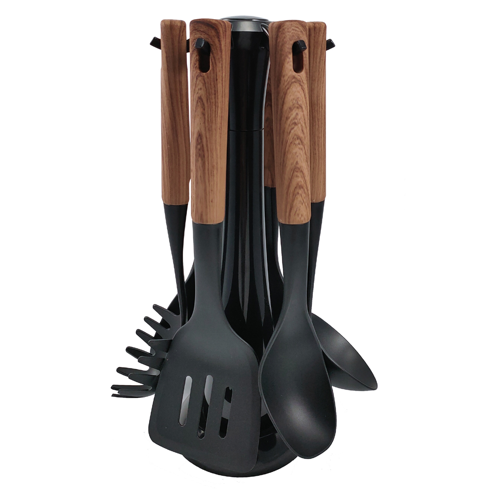 2024 Best Seller Wooden Handle Silicone Cooking Utensil Set with Nylon66 Material
