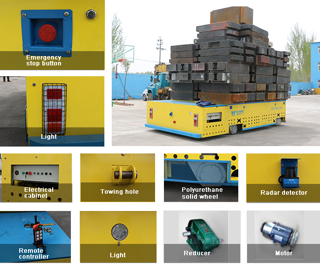 Carbon Steel Trackless Electric Material Transfer Cart for Metal Industry Apply Heavy Load
