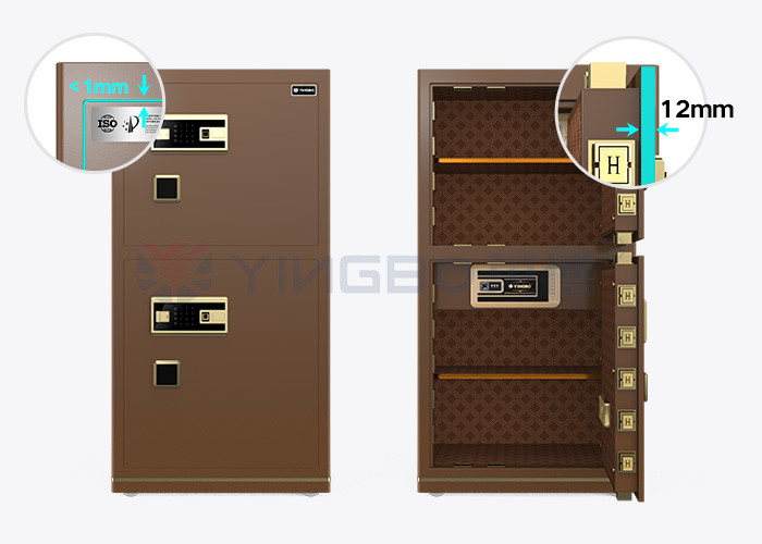 95kg Biometric Fingerprint Lock Safe Box Dual Alarm YB/N7-120D Coffee Office Lock Box
