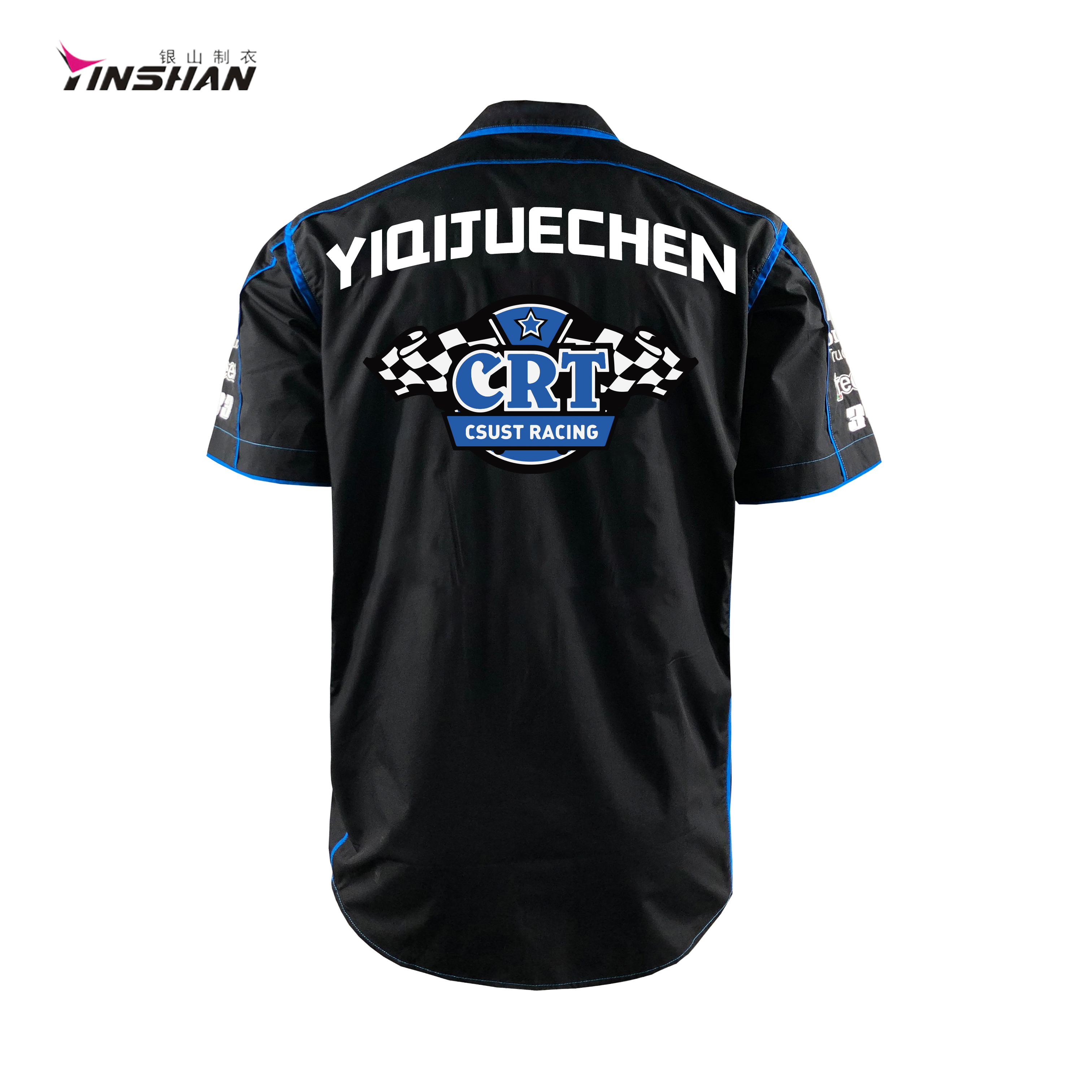 Unisex Wicking Breathable Polyester Shirt with Custom Logo Printed Black Sportswear