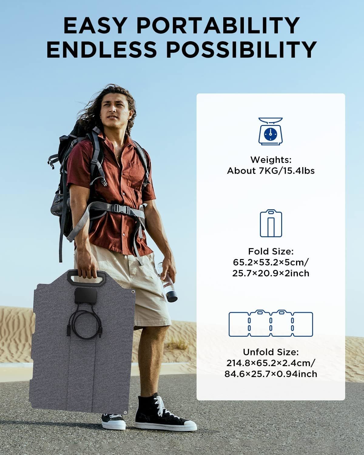 Monocrystalline Folding Silicon Panel , Solar Powered Hiking Bag 4.5 Kgs for Eco-Friendly Travel