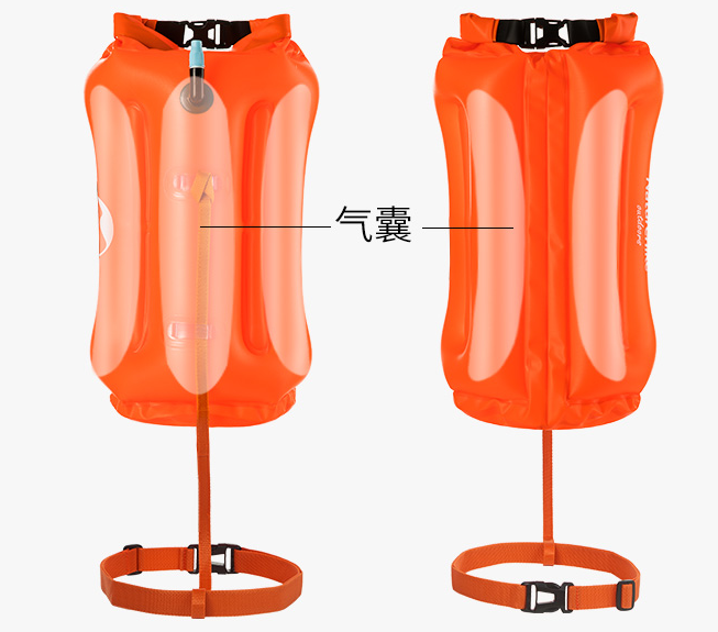 Nylon TPU Triathlon Race Gear Green Inflatable Swim Buoy With Patent
