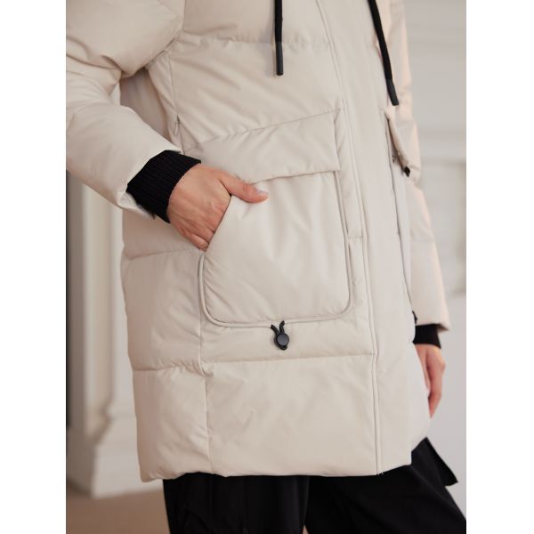 Black Down Jacket With Hood Womens Stand Up Collar
