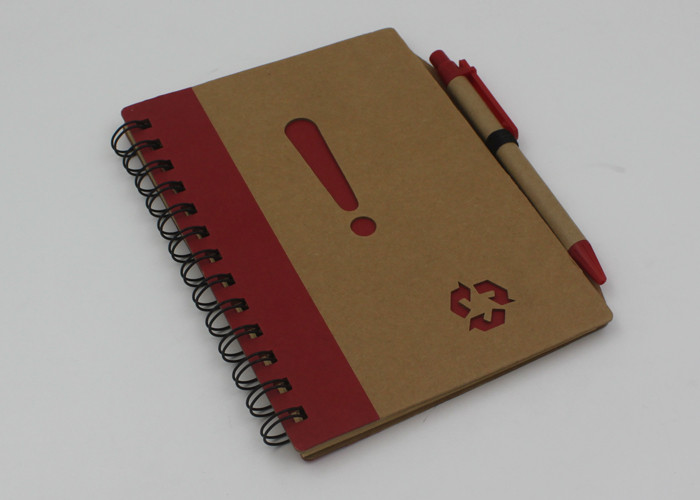 Promotional School Recycled Paper Notebook With Ball Pen 70 Sheets