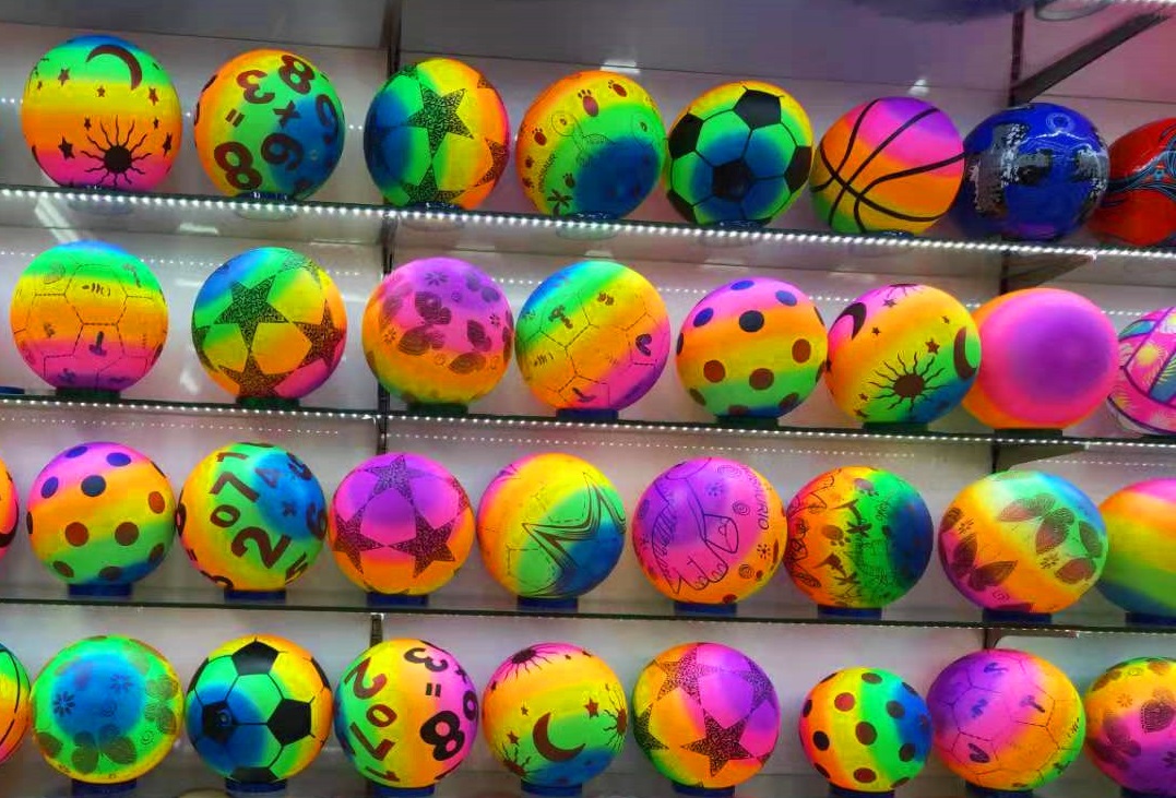 Toy Market 10" Neon Rainbow Ball with Keyring Customized LOGO