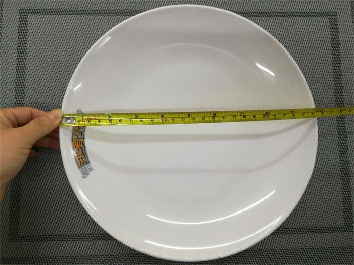 Diameter 25cm Weight 200g Melamine Dinnerware Plate / White Porcelain Dishes