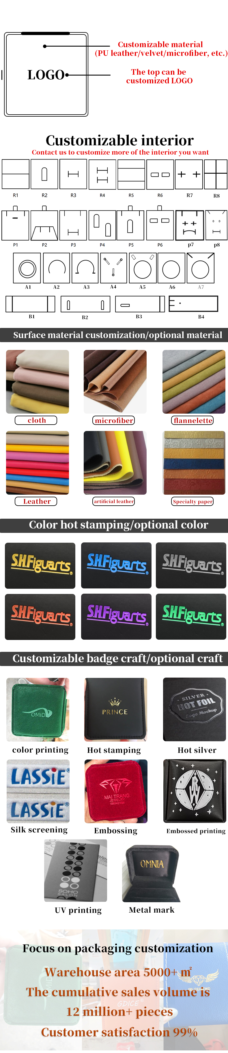 LED Light Jewelry Box for Custom Luxury Crown Jewelry Packaging Plastic Velvet Material