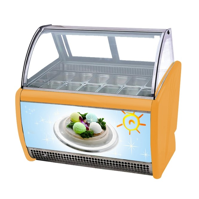 12 Pans Grey Color Italian Gelato Display Freezer For Ice Cream Shop