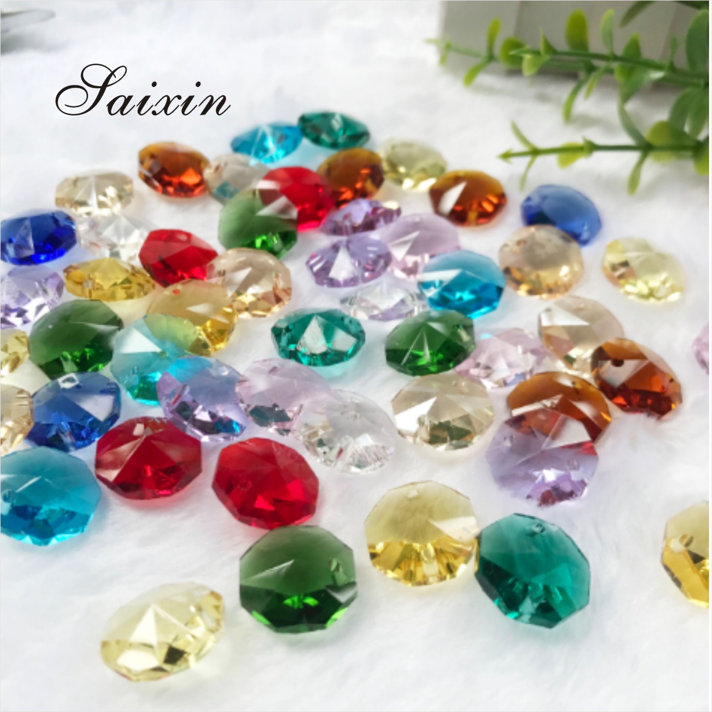 Clear K9 Crystal Chandelier Prism Lamp Octagon Bead Chain Christmas Wedding Pendant