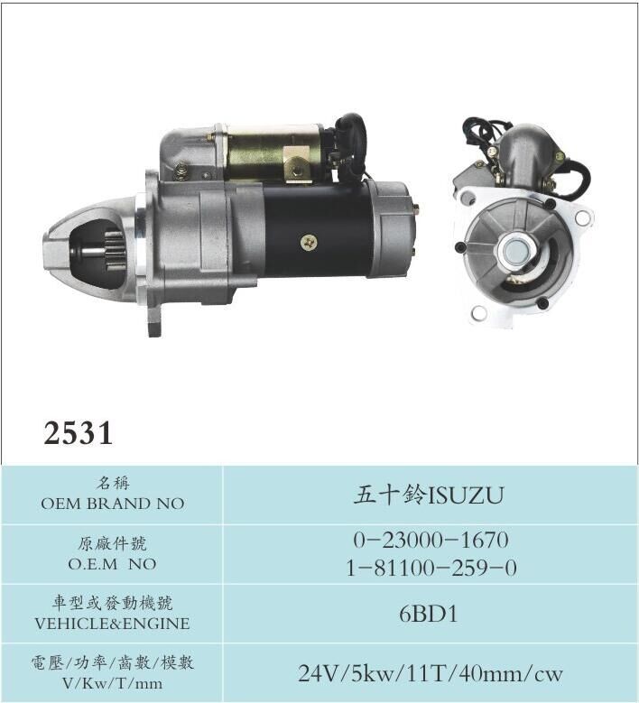 Electric Motor Nikko Starter Motor Electromagnetic Operated Assembly Isuzu 0-23000-1670 1-81100-259-0 6BD1