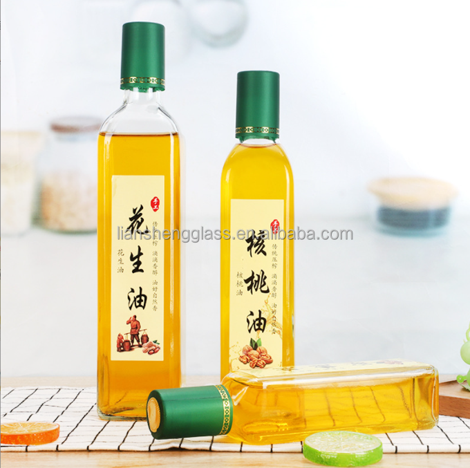 Green Glass Round Olive Oil Bottle With Lid Olive Oil Bottle with Logo Customization