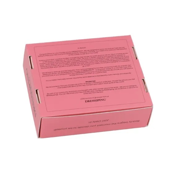 Creative Design Custom Pink Color Corrugated Mailing Cosmetic Box Packaging
