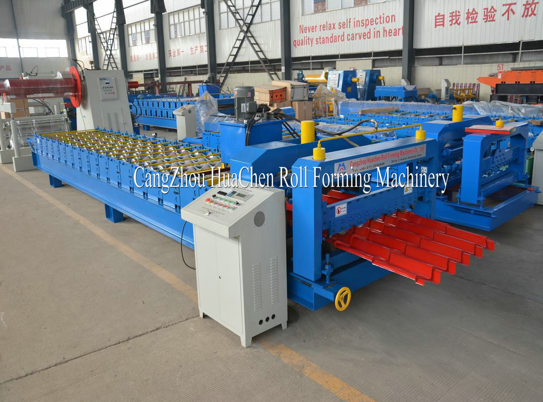 Plc Control Professional Glazed Tile Making Machine / Steel Sheet Metal Roll Former