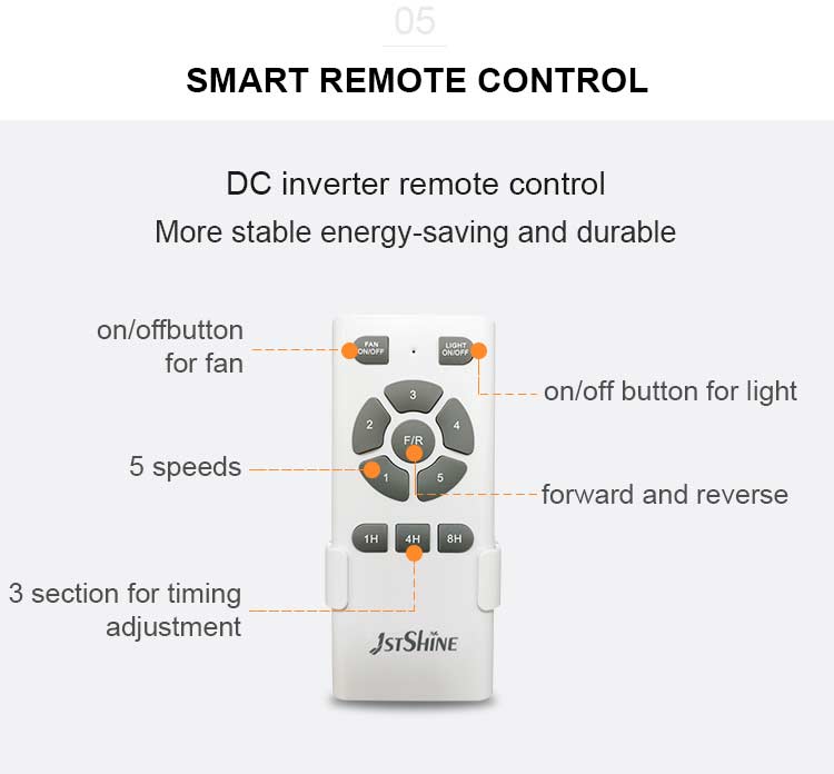 5 Speed Choice Ceiling Fan for Modern Home Decoration Low Watt Energy Saving No Light
