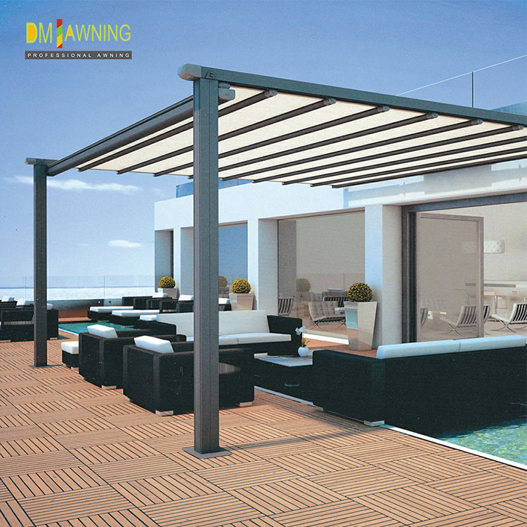 Outdoor sun shade electric awning retractable roof