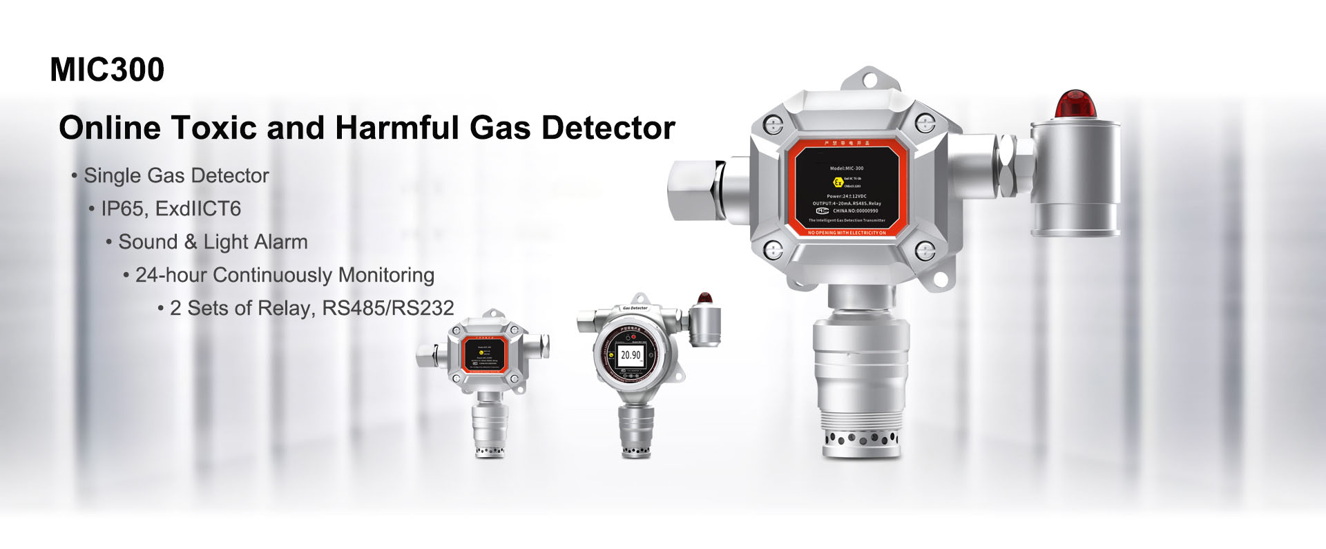 Industrial Oxygen O2 Fixed Single Gas Detector Waterproof IP65 For Mining Mine
