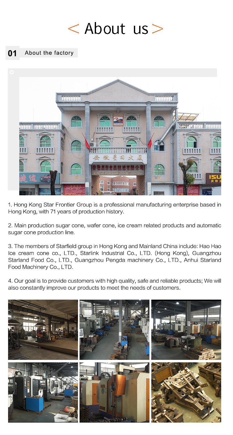 Fully Auto Multifunction Ice Cream Cone Production Line 35 Cast Iron Baking Templates