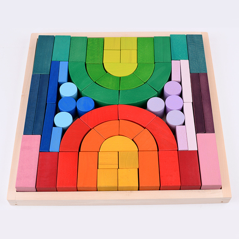ISO9001 1001 Night Wooden Rainbow Stacker Toy Beech Rome Grimms