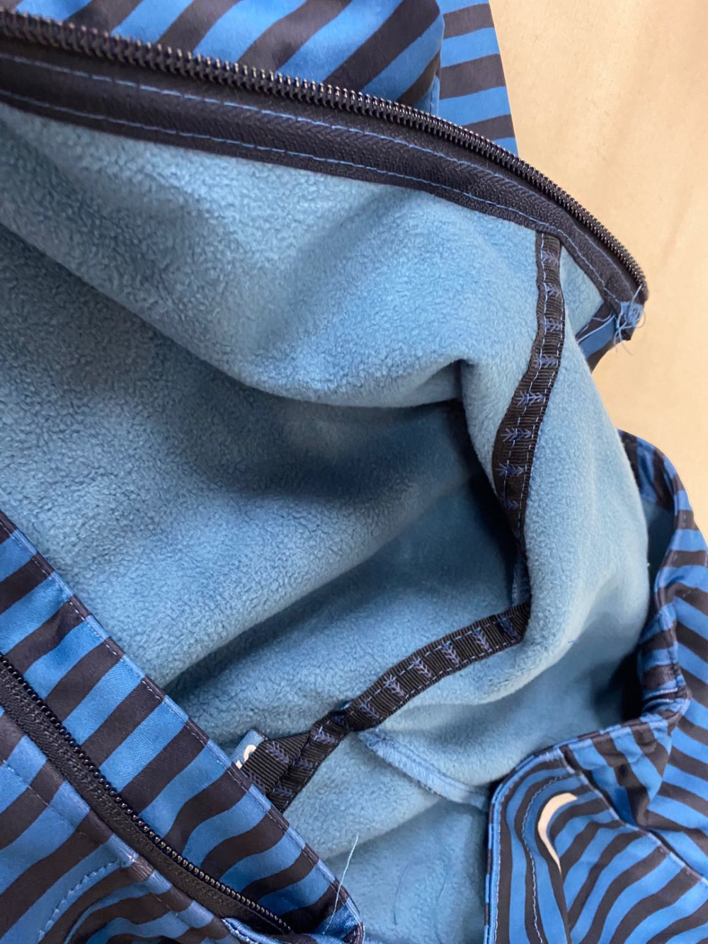 Blue Stripped Children'S Winter Clothes fleece lining Boys Softshell Jacket
