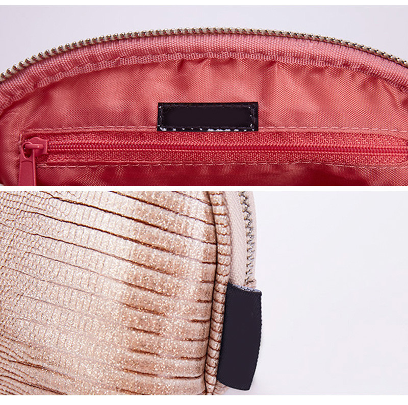 Shell Shape Zippered Length 17.5cm PU Cosmetic Bag