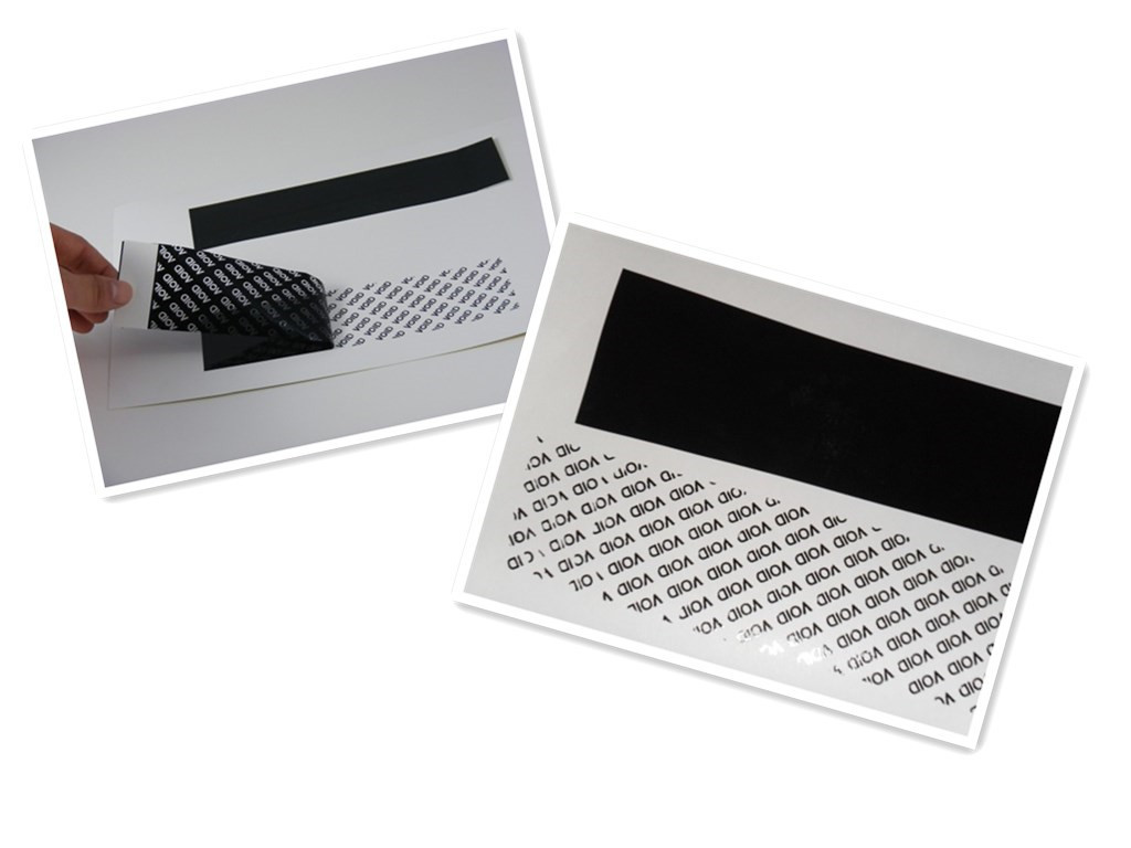 Black PET Printable Security Labels In Fully Transfer Strong Adhesive