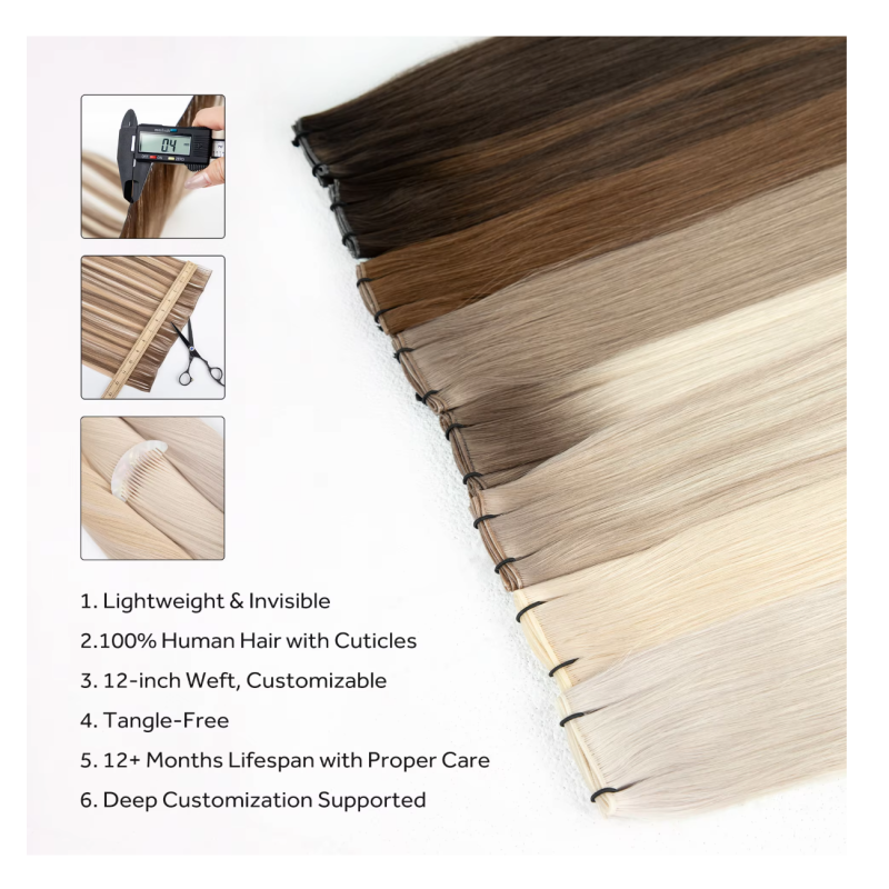 Raw Hair New Design Volume Weft Seamless Skin Weft Can Be Cut Double Drawn Genius Weft Hair Extensions