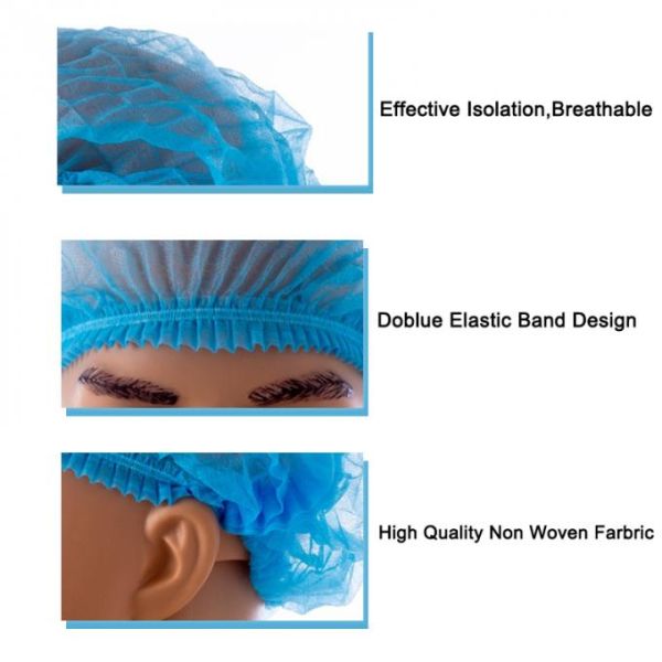 Plastic Disposable Hair Net Clip Cap Non Woven Spunlace Fabric For Nurse