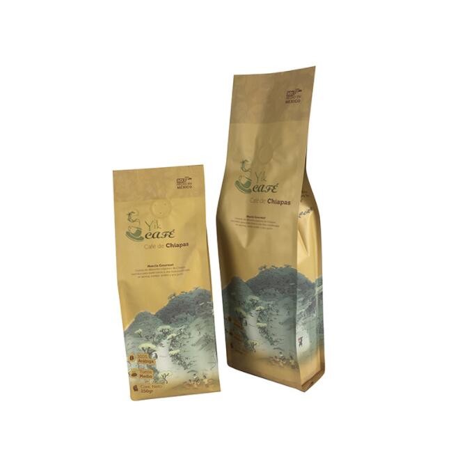 250g 500g 1000g Printed Stand Up Gusseted Bags With One Way Valve Tin Tie