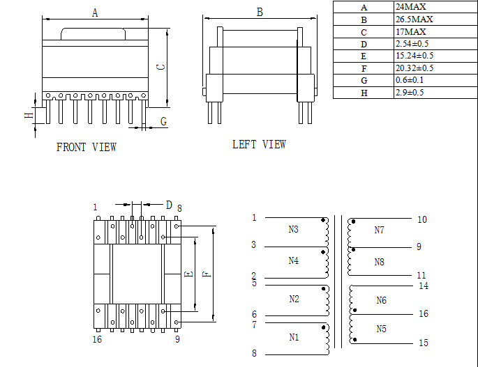 4 Sections THT SMD High Frequency Transformer EFD25 EFD30 Custom Design