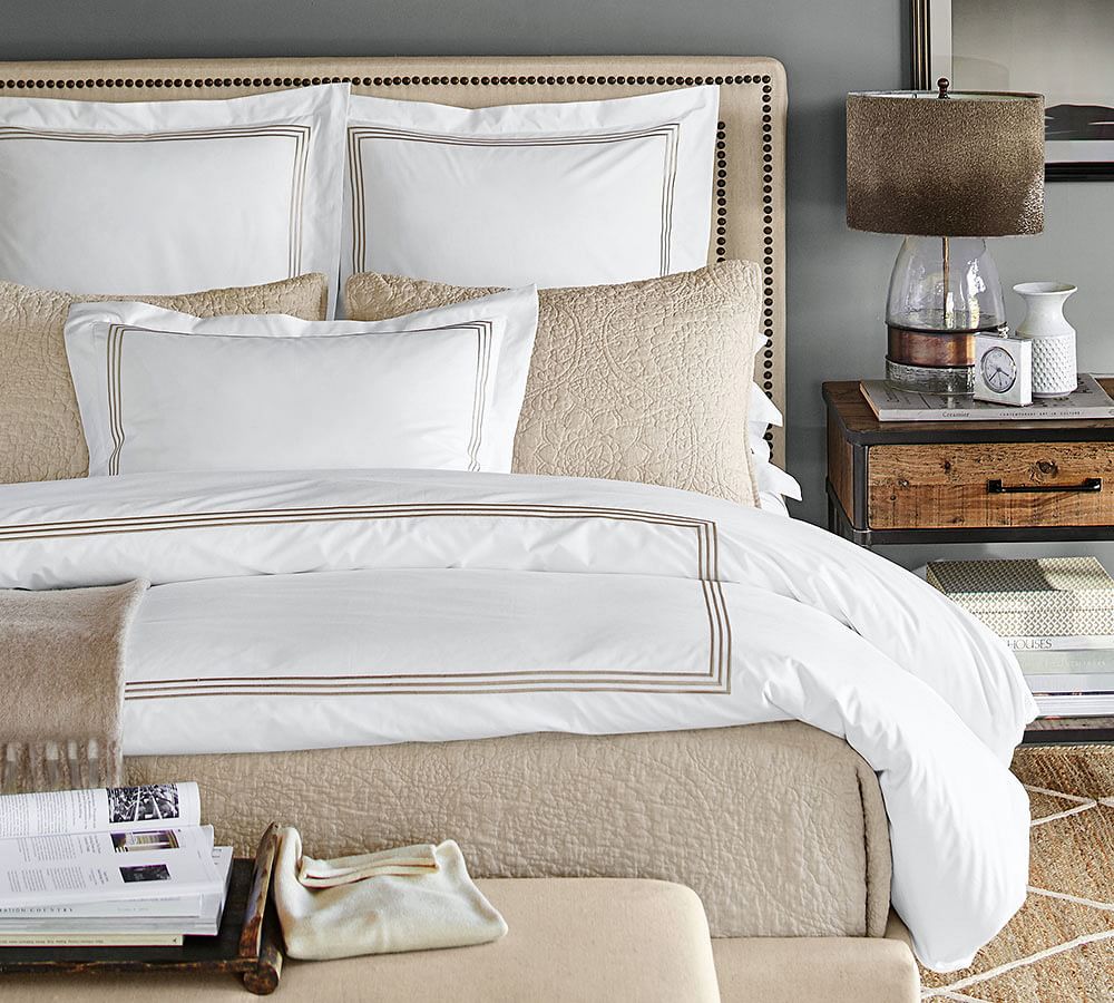 HotelHome 100% Cotton Embroidered Duvet Cover Bedding Set 4 Piece Single Double Queen King