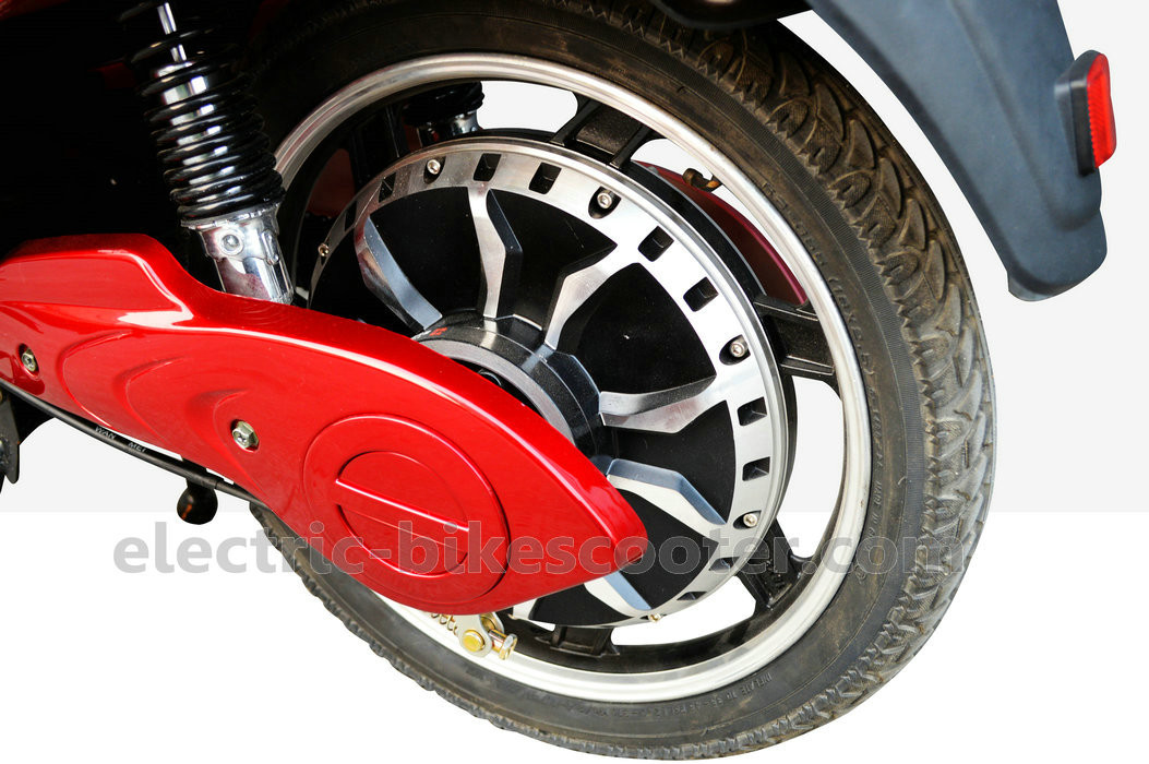 18 Inch Wheel Red Electric Bike Scooter Vespa Style 48V 250W Brushless Motor