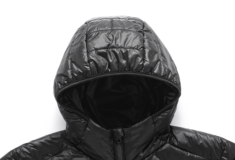 New men's white duck down anti-drilling velvet lightweight hooded casual warm winter down coat or jacket with storage bag