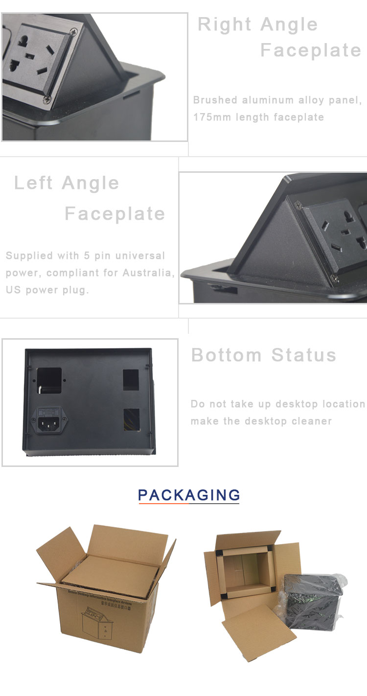 BNT Latest design cable management on desk socket with dual usb charger gas hydraulic pop up power socket