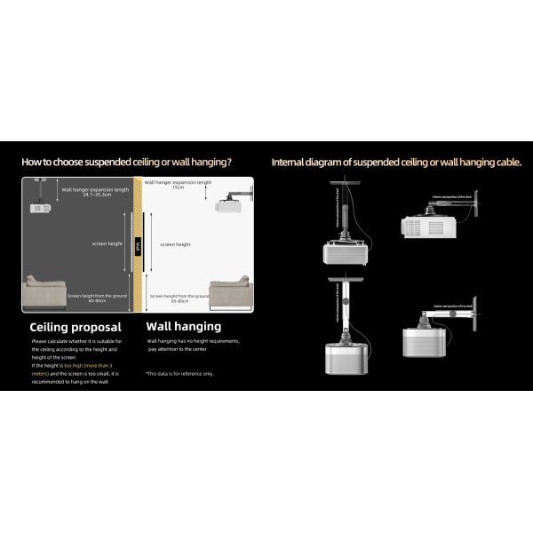 Black Projector Ceiling Mount 25cm - 35cm Extendable Projector Ceiling Mount