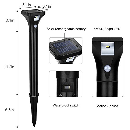 IP65 Waterproof 5000K Solar Garden Path Lights / 3.7v 30 Lumen Solar Path Lights