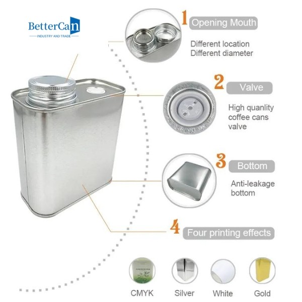 Food Grade 500 Gram Square Tin Can Olive Oil With Vent Hole