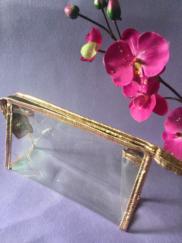 OEM Eco Friendly PVC Packing Bag Sewing Clear Zipper For Cosmetic / Makeup