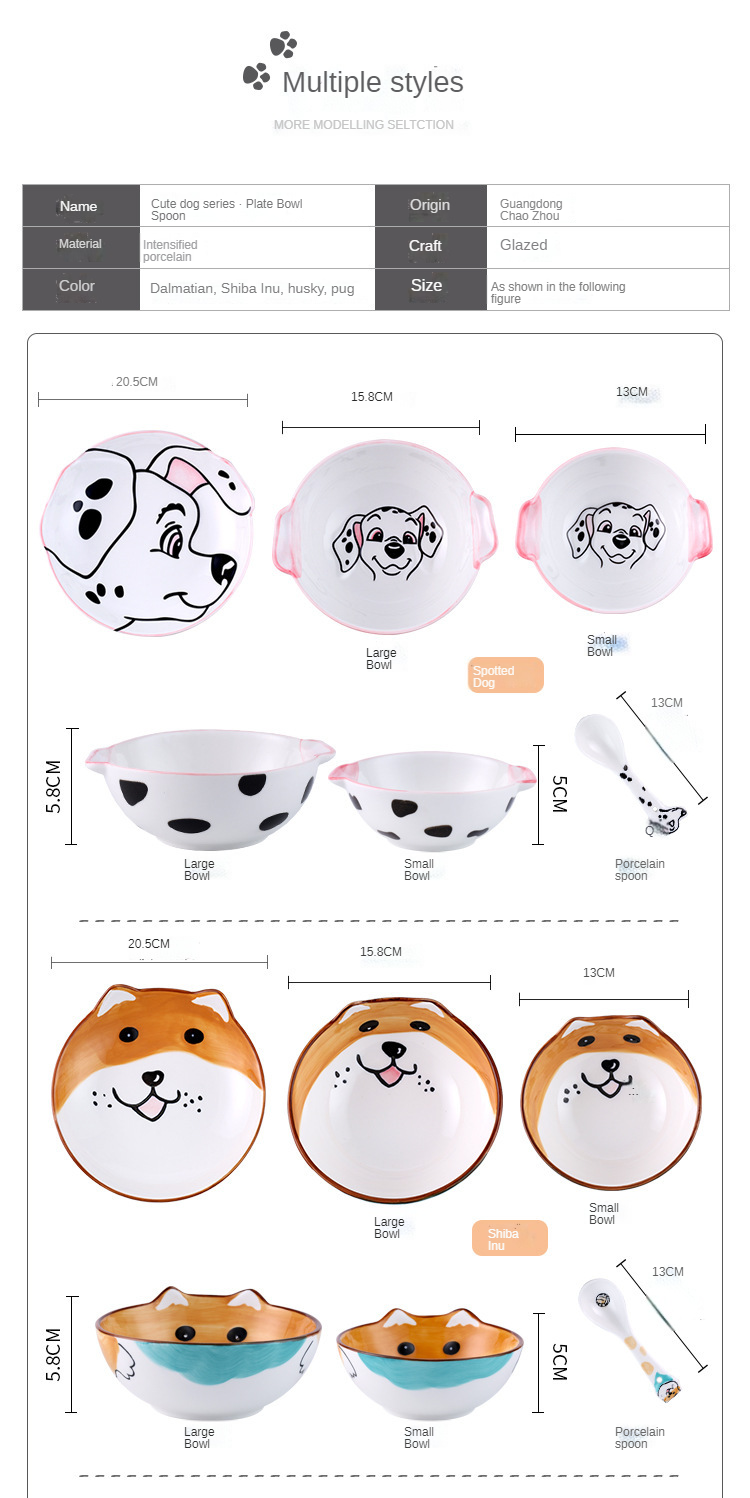 Cute Dog Design Ceramic Oven Bowl With 9 Inch 10 Inch 12 Inch Size
