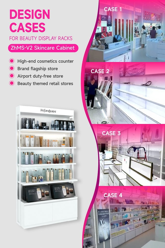 ZhMS-V2 White Acrylic Edge Banding Skincare Display Rack for Minimalist Style