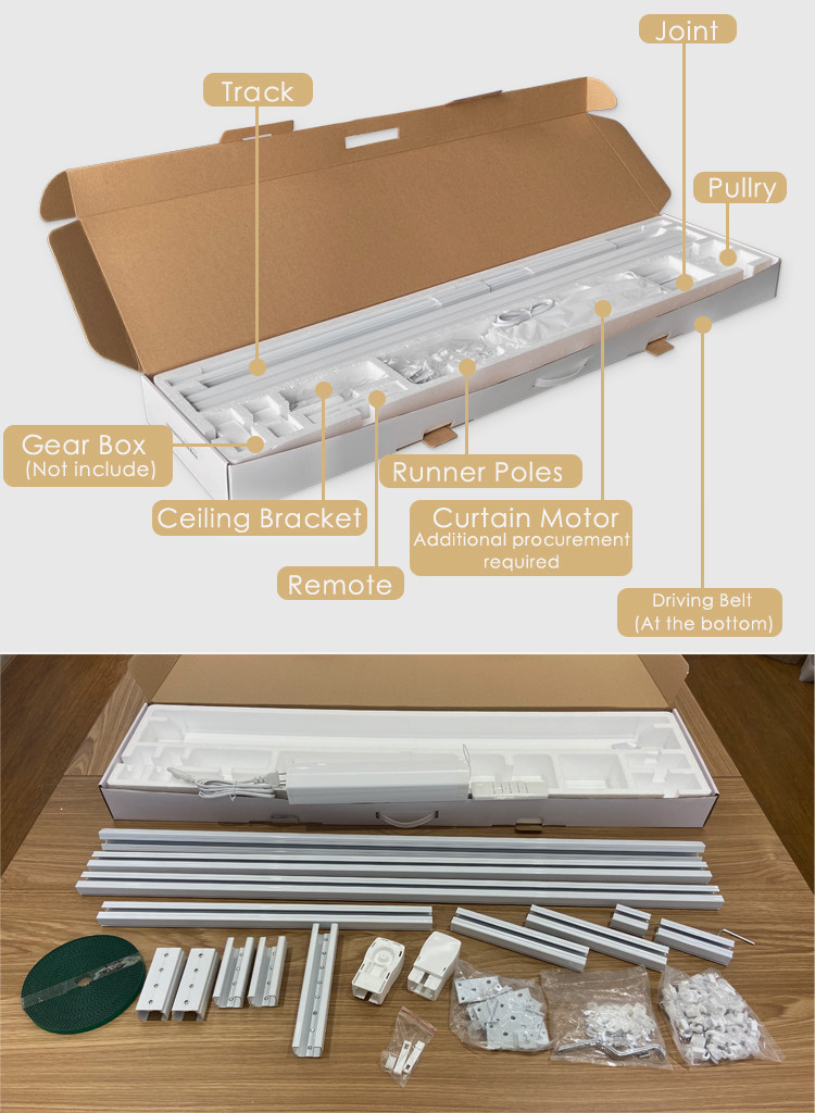 IP20 Automatic Curtain Opener Alexa Splicing Track Alexa Compatible Curtain Track