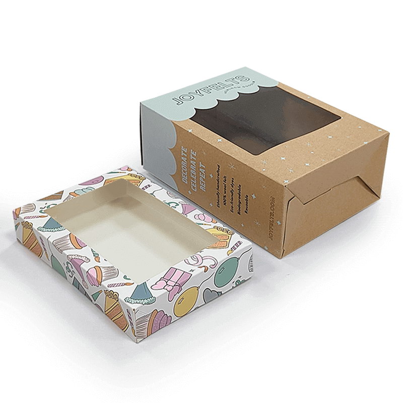 Brown Kraft Paper Tuck End Box Packaging With Clear PVC Window Folders