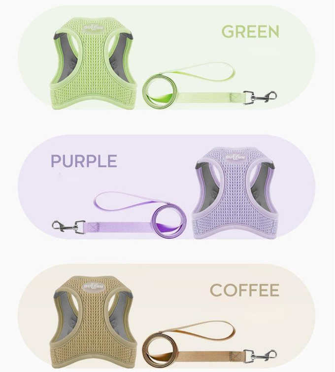 Reflective Strips Pet Harness Vest Waffle Fabric For Small And Cats