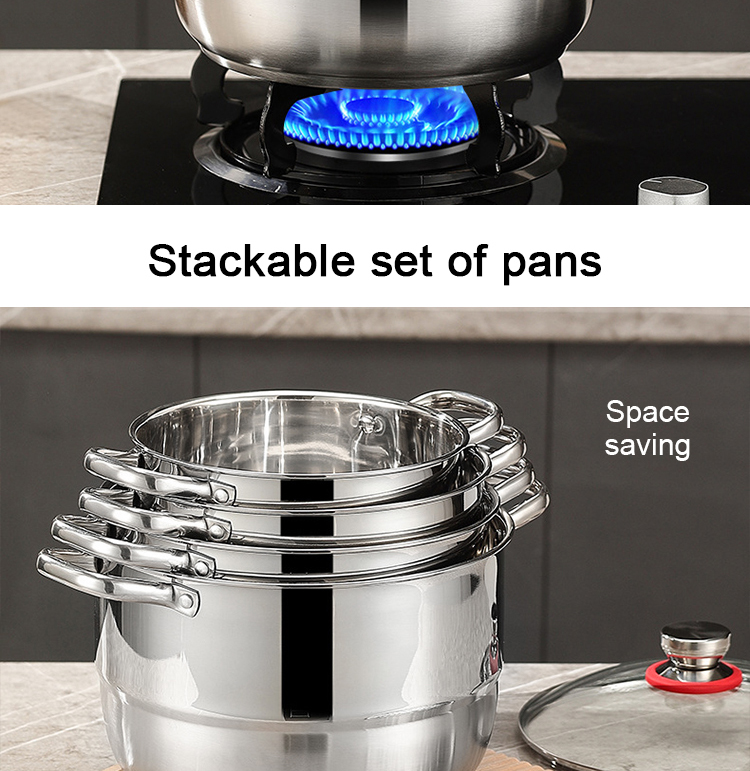 Factory Direct Sale Kitchen 8 Pcs Cooking Pots Cookware Sets Stainless Steel Soup Pot Set Cooking Pot Sets