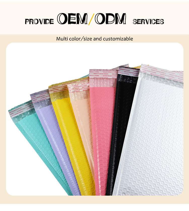 Gravure Printing Pink Printed Poly Bubble Mailers Bags 140g Thickening