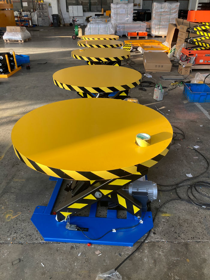 Stationary Lift Table With Carousel Turntable / Rotating Lift Table 2200lbs Capacity