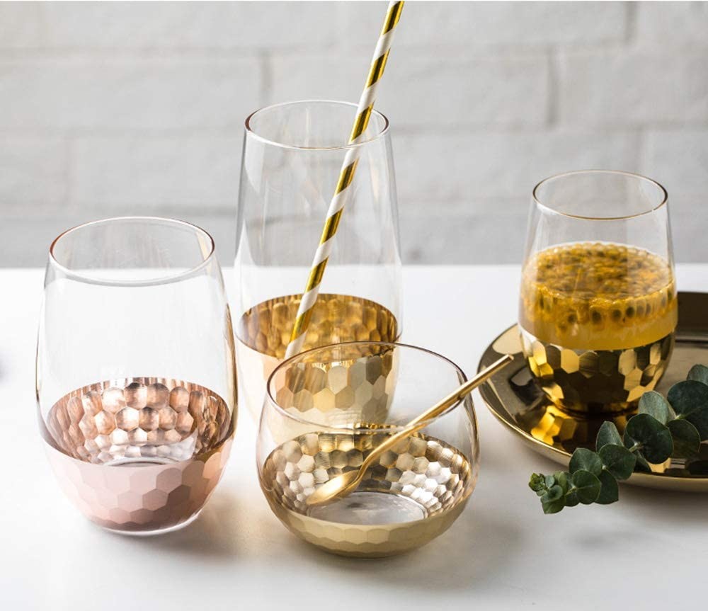 7.75 Inches Biodegradable Gold Striped Star Wave Heart Paper Straws
