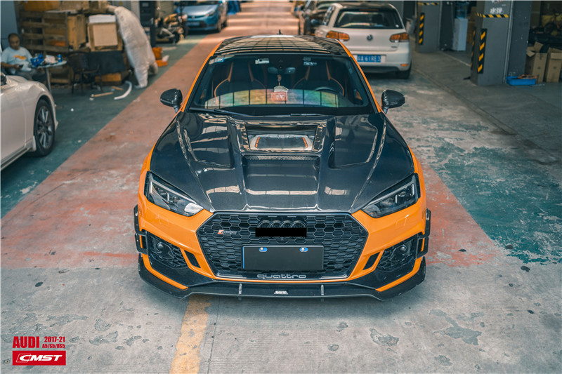 Auto Parts for Audi A5 S5 RS5 Carbon Fiber Hood A5 S5 RS5 Upgraded Transparent Style Hood Engine Hatch