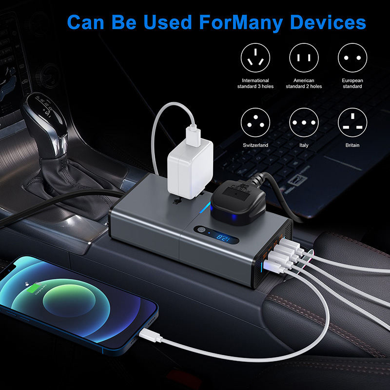200W Car Power Inverter Dc 12V 24V To 110V 220V Ac Car Char Power Inverter With Usb Charger Power Inverter Ac Car Charger